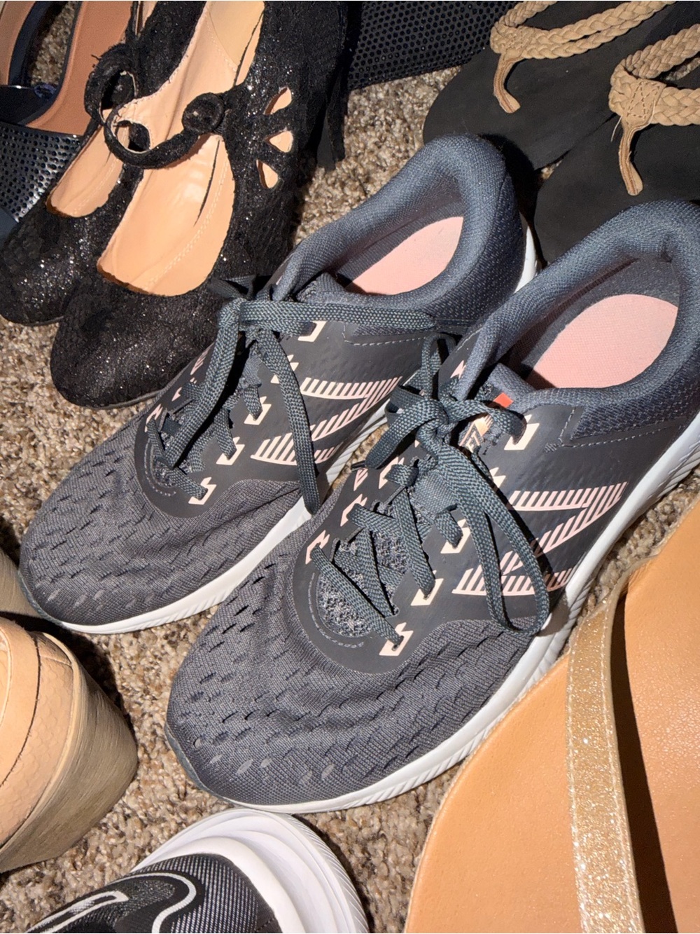 New Balance Women's Gray and Pink Running Shoes